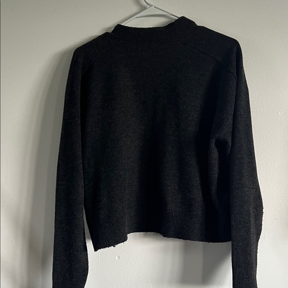 Mango / MNG Dark Gray Women's Cropped Button-Down Cardigan - Picture 5 of 7